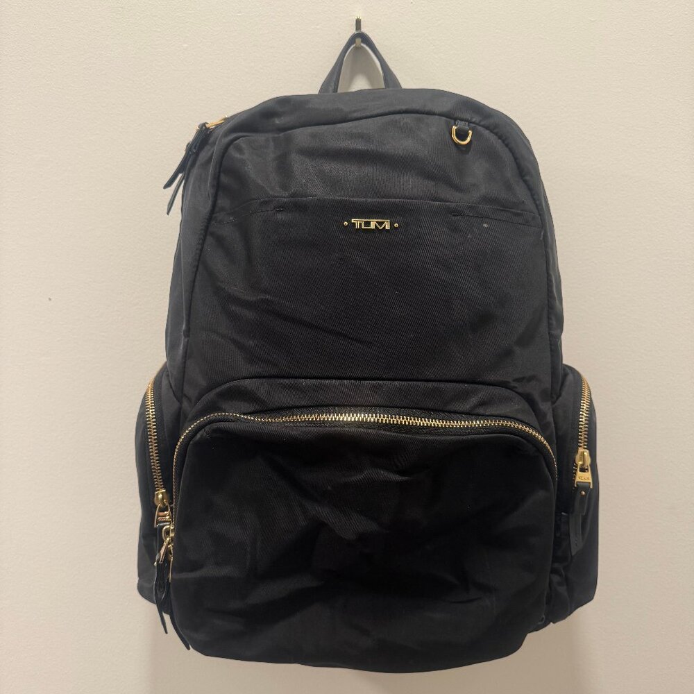 Tumi Voyager Calais Black Nylon with Gold Hardware
